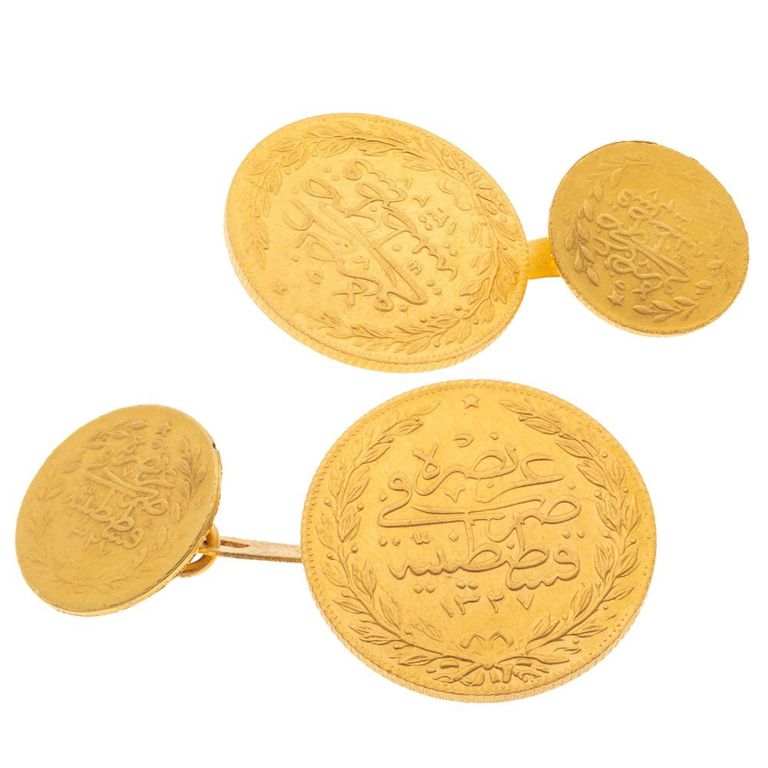 18k yellow gold coin cufflinks