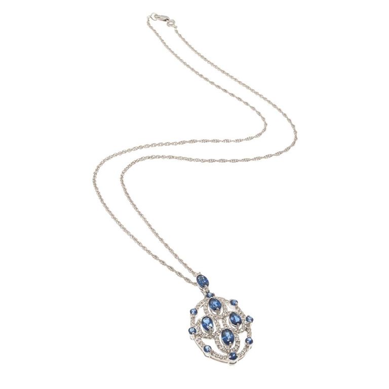 18k white gold sapphire diamond necklace