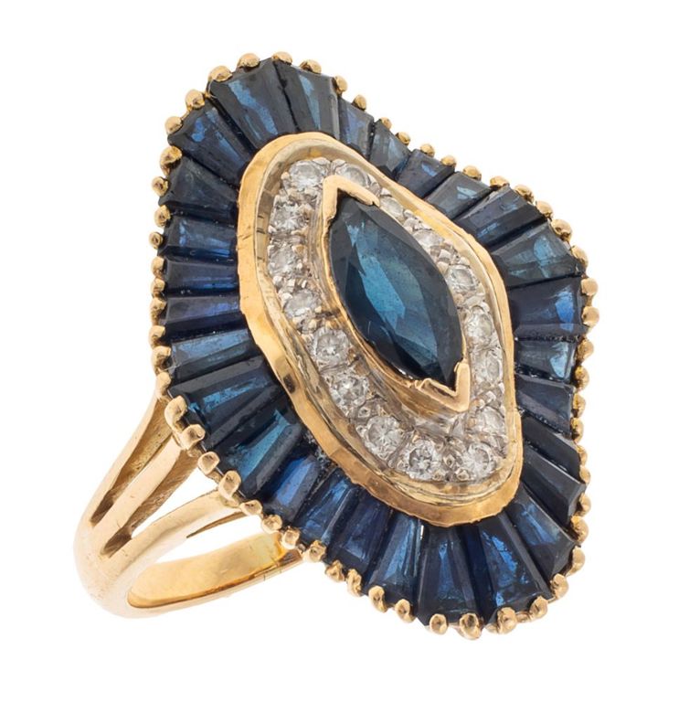 18k gold sapphire diamond ring