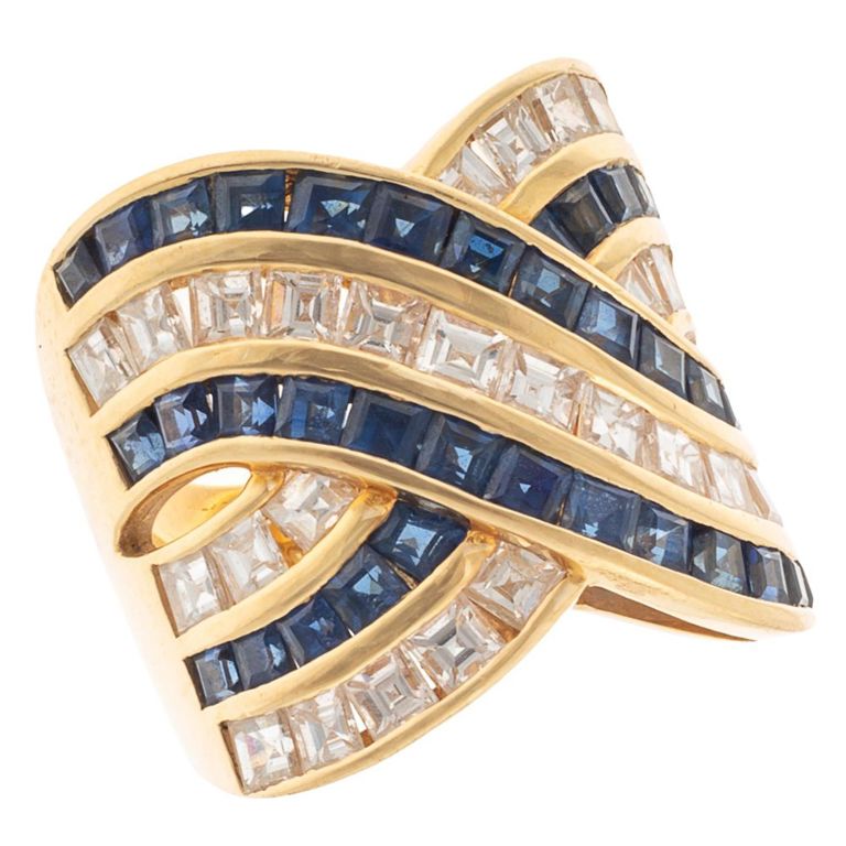 18k gold sapphire diamond ring