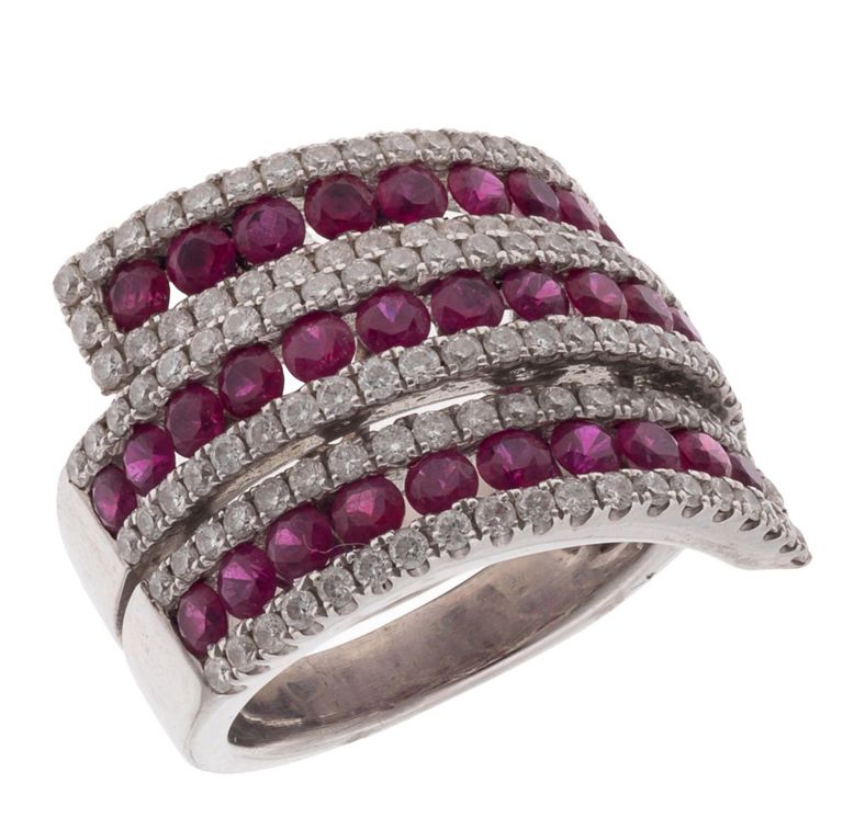 14k white gold ruby diamond ring