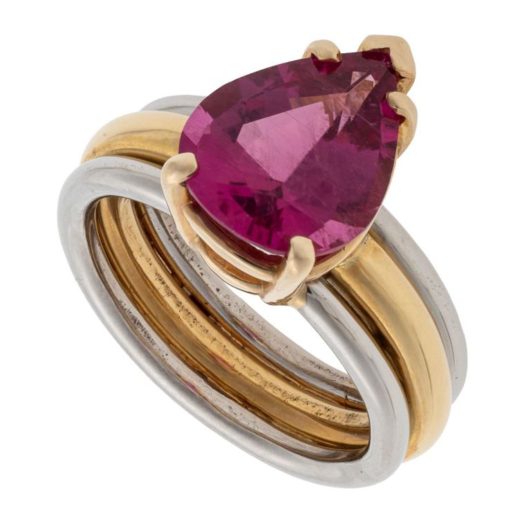 18k gold and platinum tourmaline ring