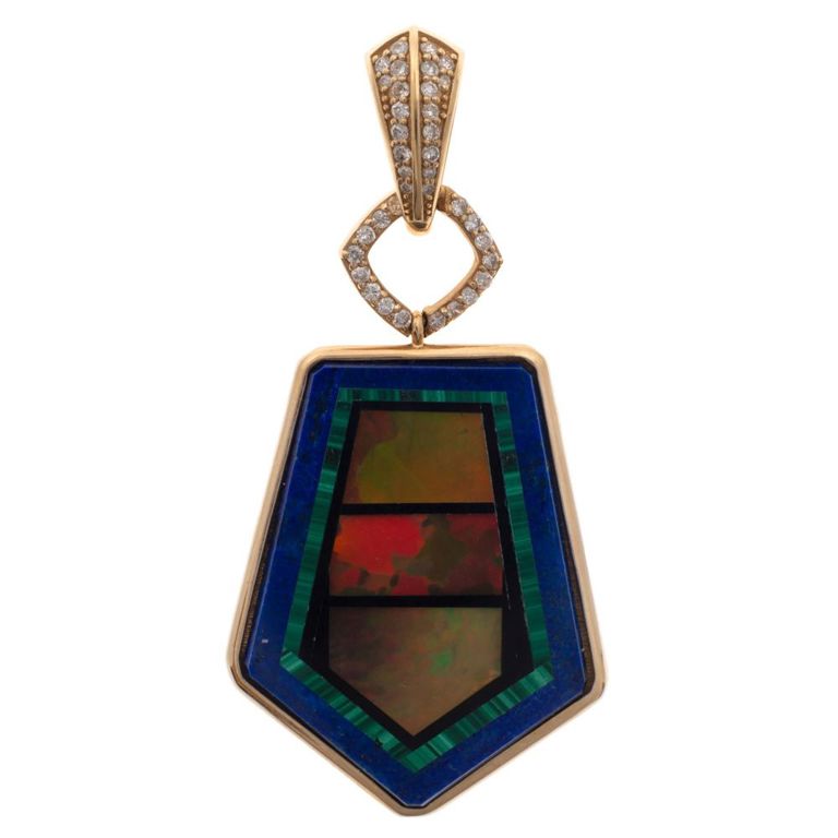 14k yellow gold multi-stone pendant