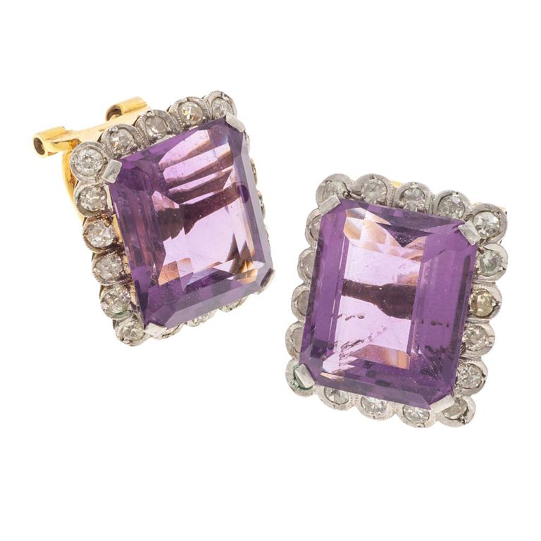 14k gold amethyst diamond earrings