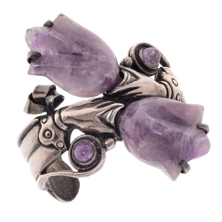 Sterling silver amethyst cuff bracelet