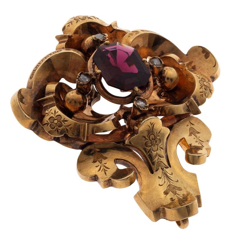14k gold garnet diamond pendant