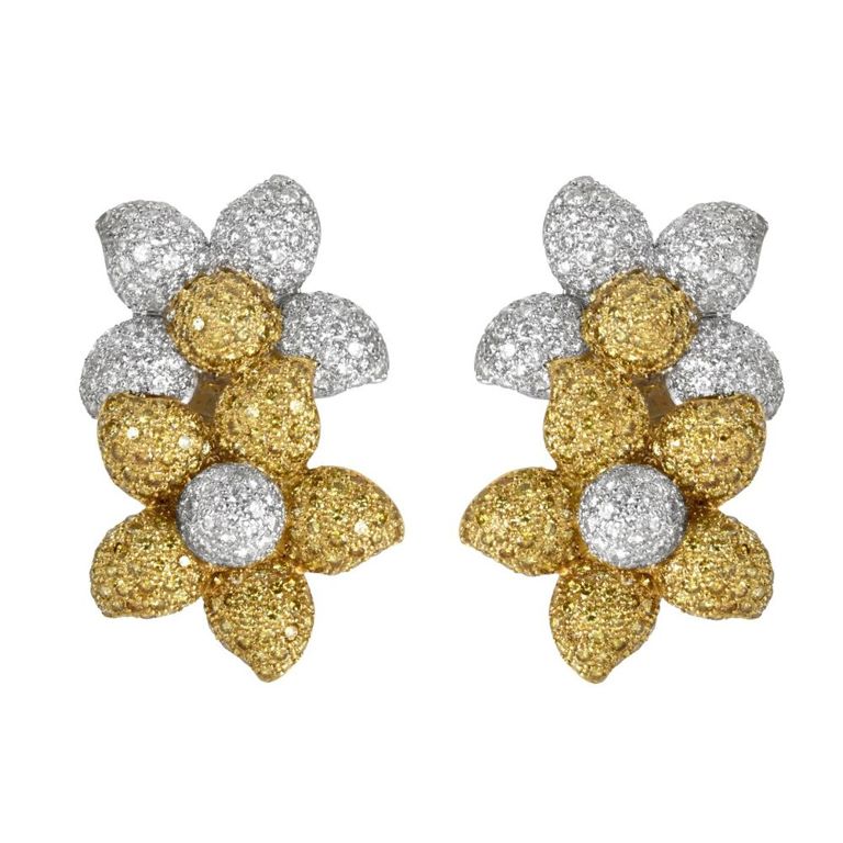 18k yellow and white gold diamond earrings