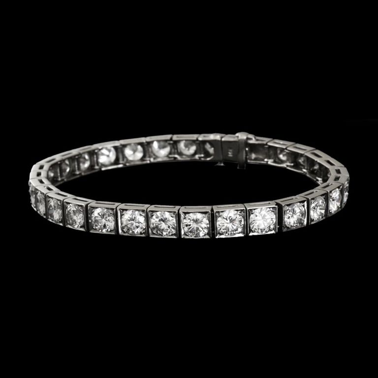 14k white gold diamond line bracelet