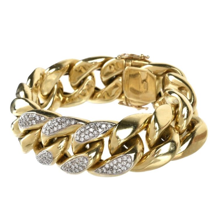 18k yellow gold diamond link bracelet