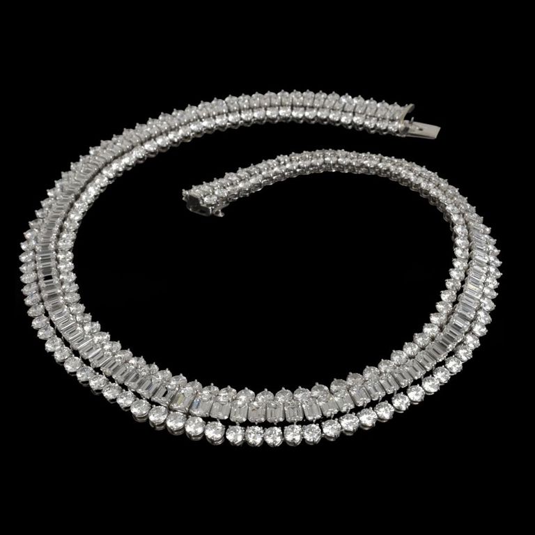 Platinum diamond collar necklace