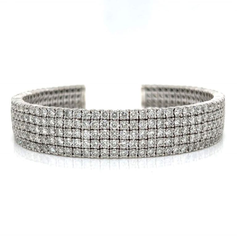 18k white gold diamond cuff bracelet