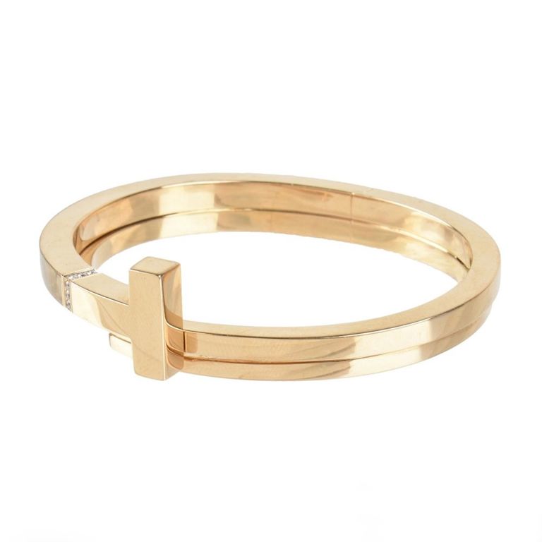 18k yellow gold diamond hinged bracelet