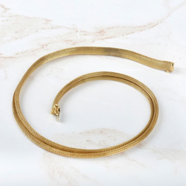 18k yellow gold mesh link necklace