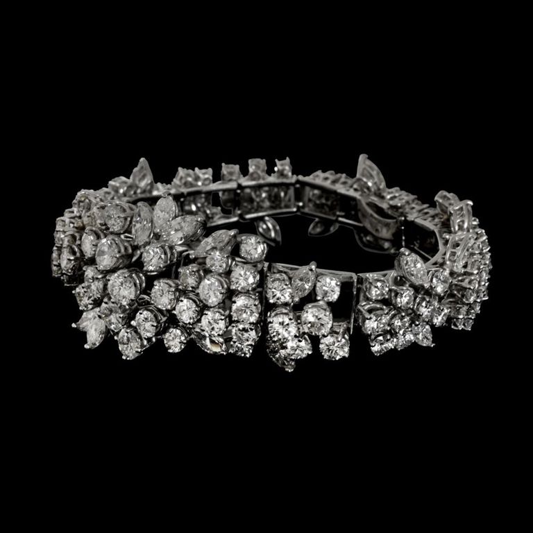 Platinum diamond cluster bracelet