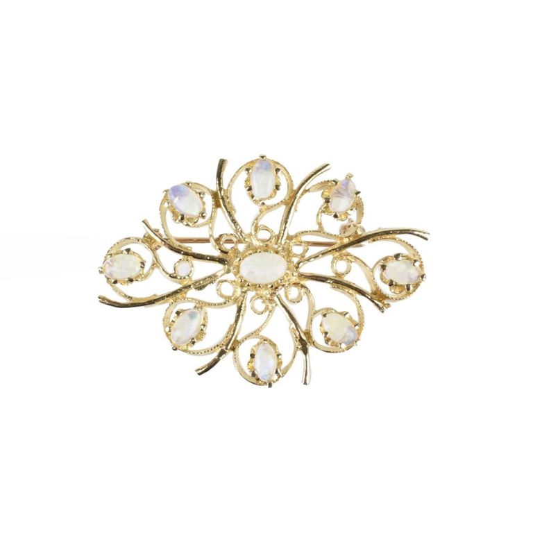 14k yellow gold opal brooch