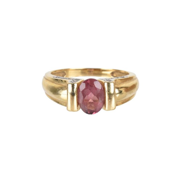 14k yellow gold tourmaline and diamond ring