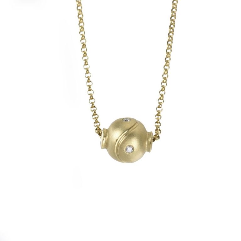 14k yellow gold diamond slide pendant necklace