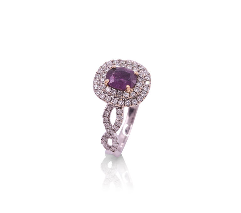 18k white and yellow gold sapphire ring