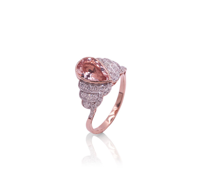 14k two-tone gold morganite ring