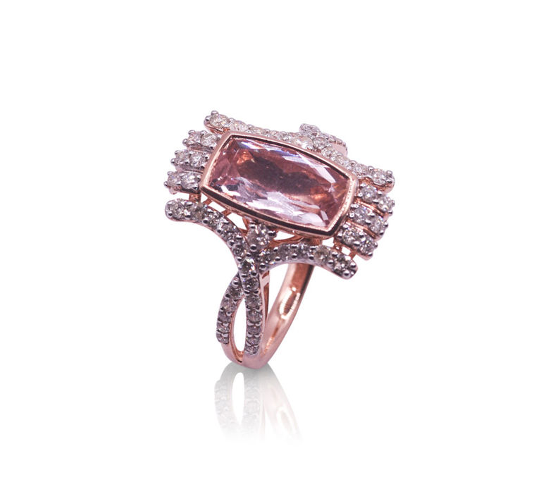 14k two tone morganite ring