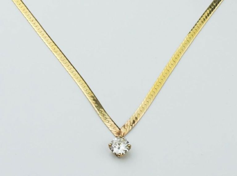 14k yellow gold diamond solitaire necklace