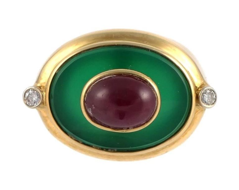 18k gold emerald ruby diamond ring