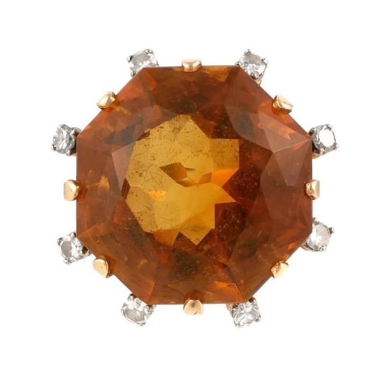 18k gold topaz and diamond ring