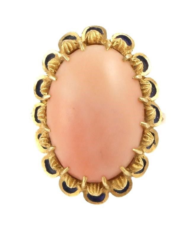18k gold pink coral ring