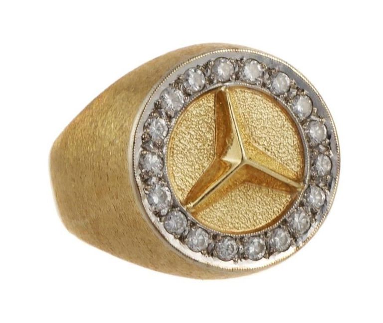 14k gold Mercedes Benz diamond ring