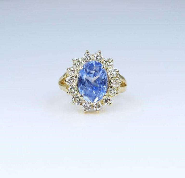 14k yellow gold sapphire and diamond ring