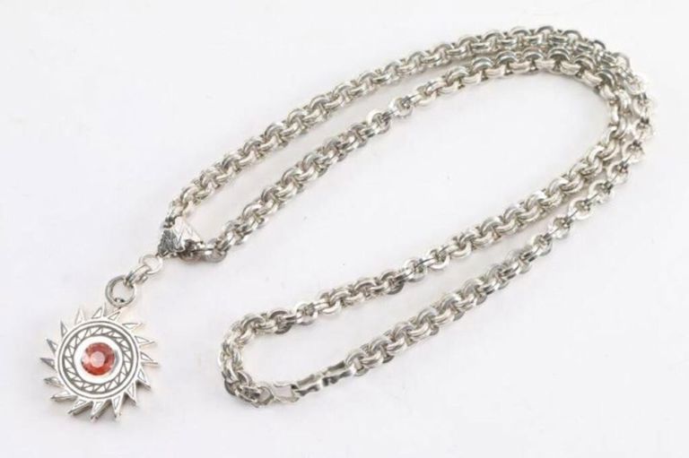 Sterling silver sapphire pendant on necklace