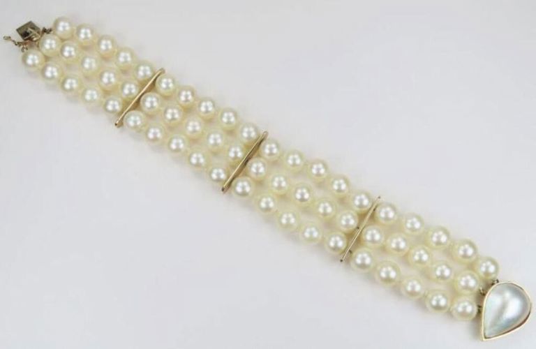 14k yellow gold pearl bracelet