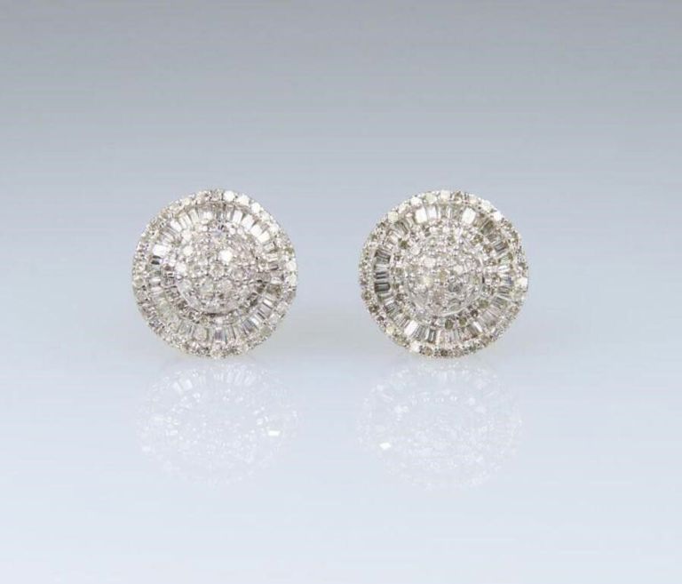 14k white gold diamond earrings