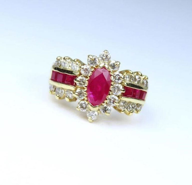 14k yellow gold ruby and diamond ring