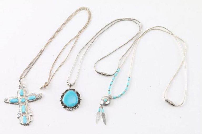 Three sterling silver turquoise necklaces