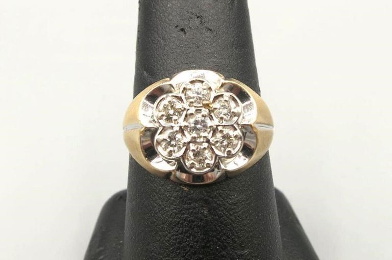 14k yellow gold diamond cluster ring