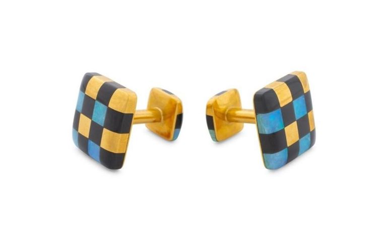 18k yellow gold opal cufflinks