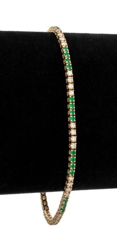 14k yellow gold emerald diamond bracelet