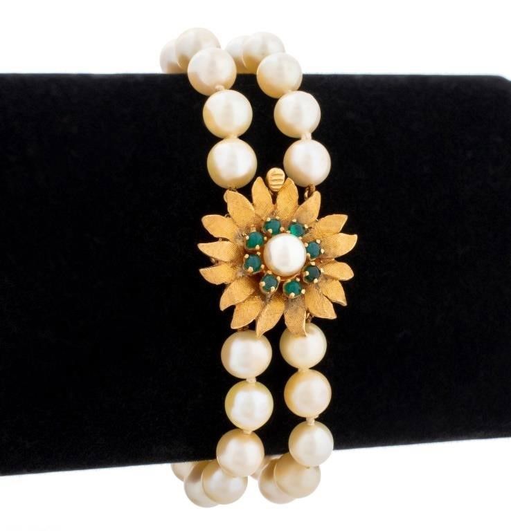 14k yellow gold pearl bracelet