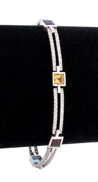 14k white gold gemstone bracelet