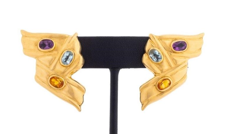 14k yellow gold gemstone earrings