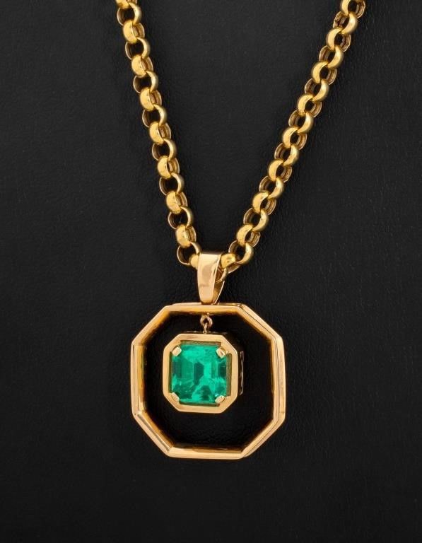 14k yellow gold emerald necklace