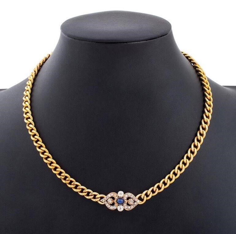 14k rose gold sapphire diamond necklace
