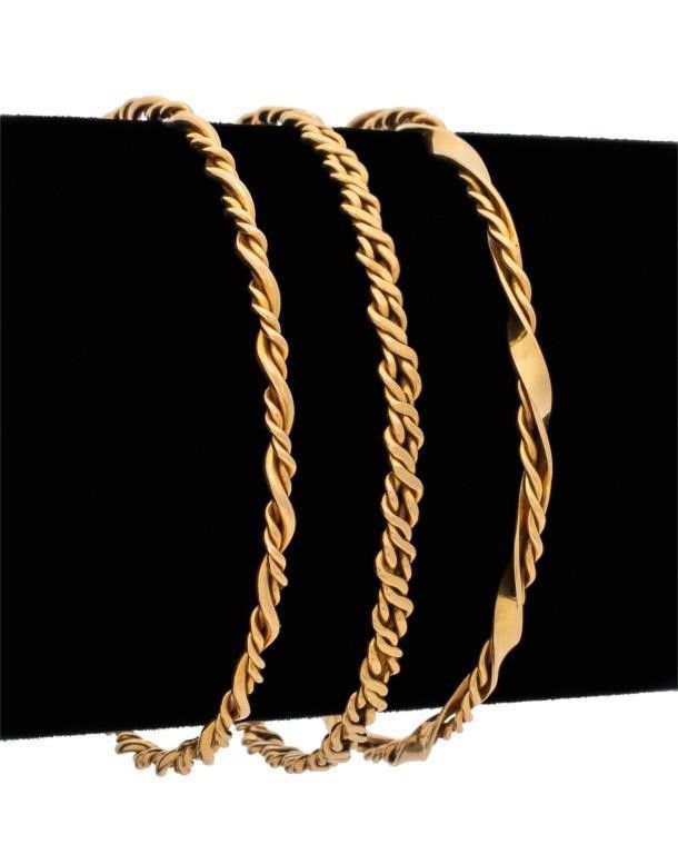 14k gold twist bangle set