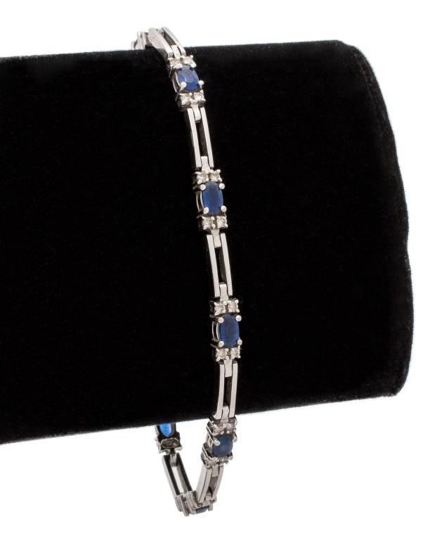 14k white gold sapphire diamond bracelet