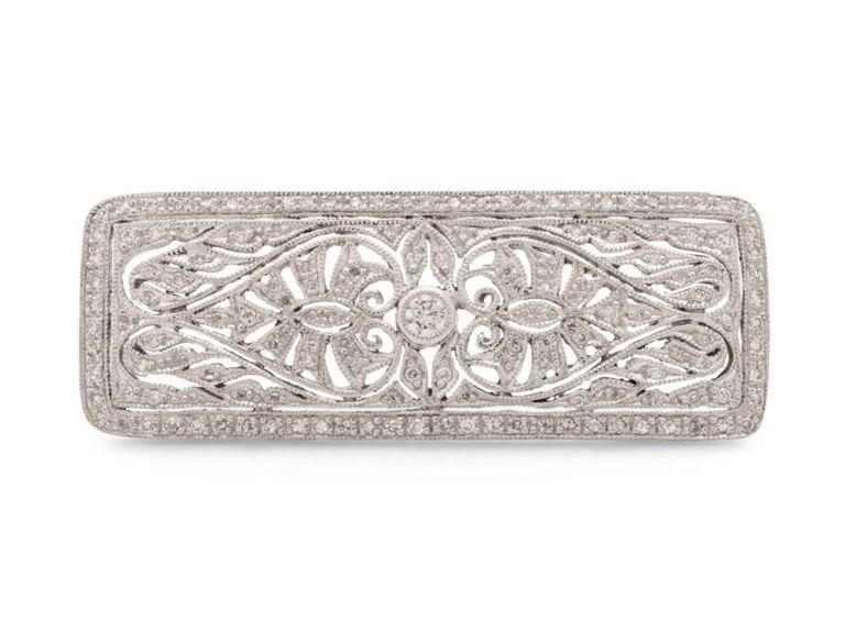 18k white gold diamond brooch