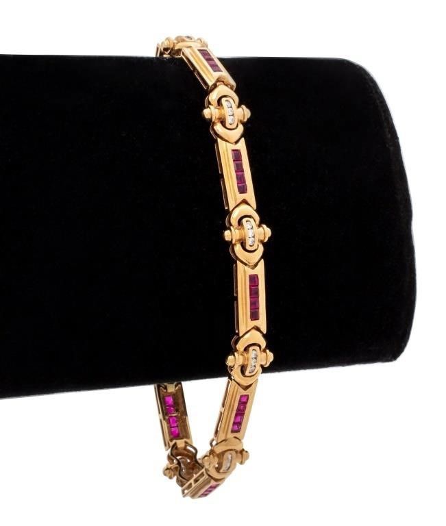 14k gold diamond ruby bracelet