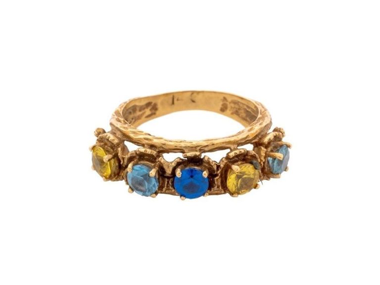 14k gold aquamarine spinel ring