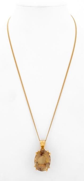 14k yellow gold citrine necklace