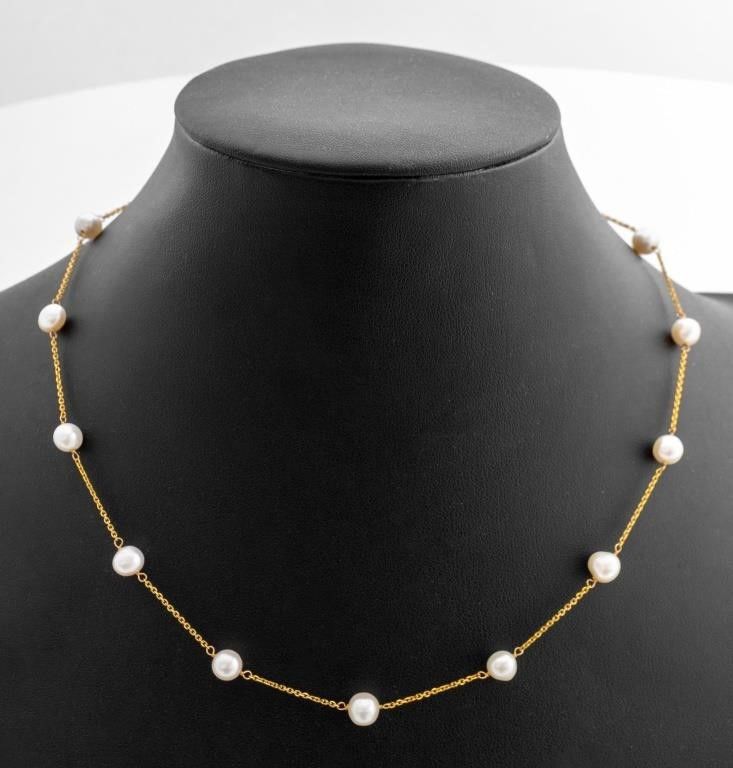 14k yellow gold pearl necklace